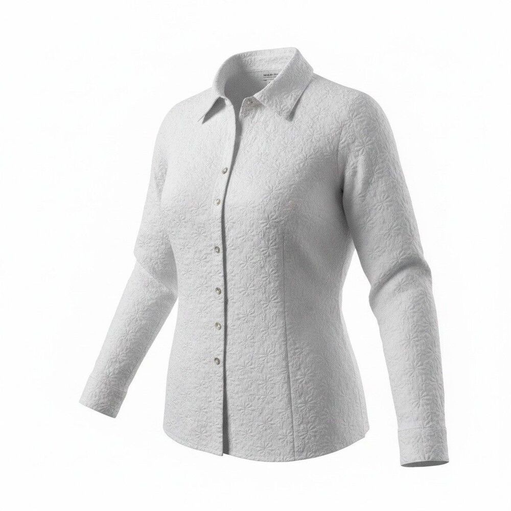 Coldwater Creek White Embroidered Long Sleeve Button Up Top Women's Plus 2X